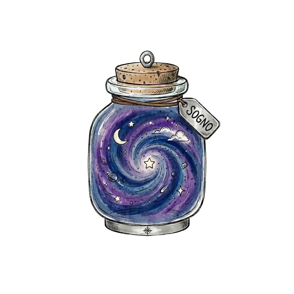Barattolo DreamJar con galassia di sogni all'interno